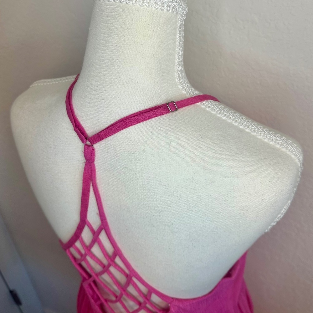 New In, Lattice Open Back Sleeveless Ruffled Mini Dress, Size S - Picture 6 of 11